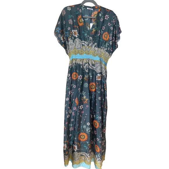 Johnny Was Dresses & Skirts - Johnny Was Baize Dress and slip Size small 100% silk Floral Maxi new with tags